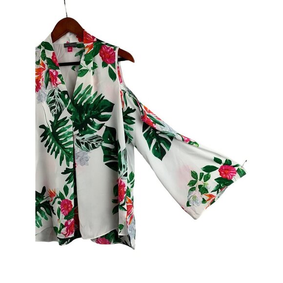Vince Camuto Cold Shoulder Floral Blouse S Polyester Womens Top Made In China Mu - Picture 3 of 7